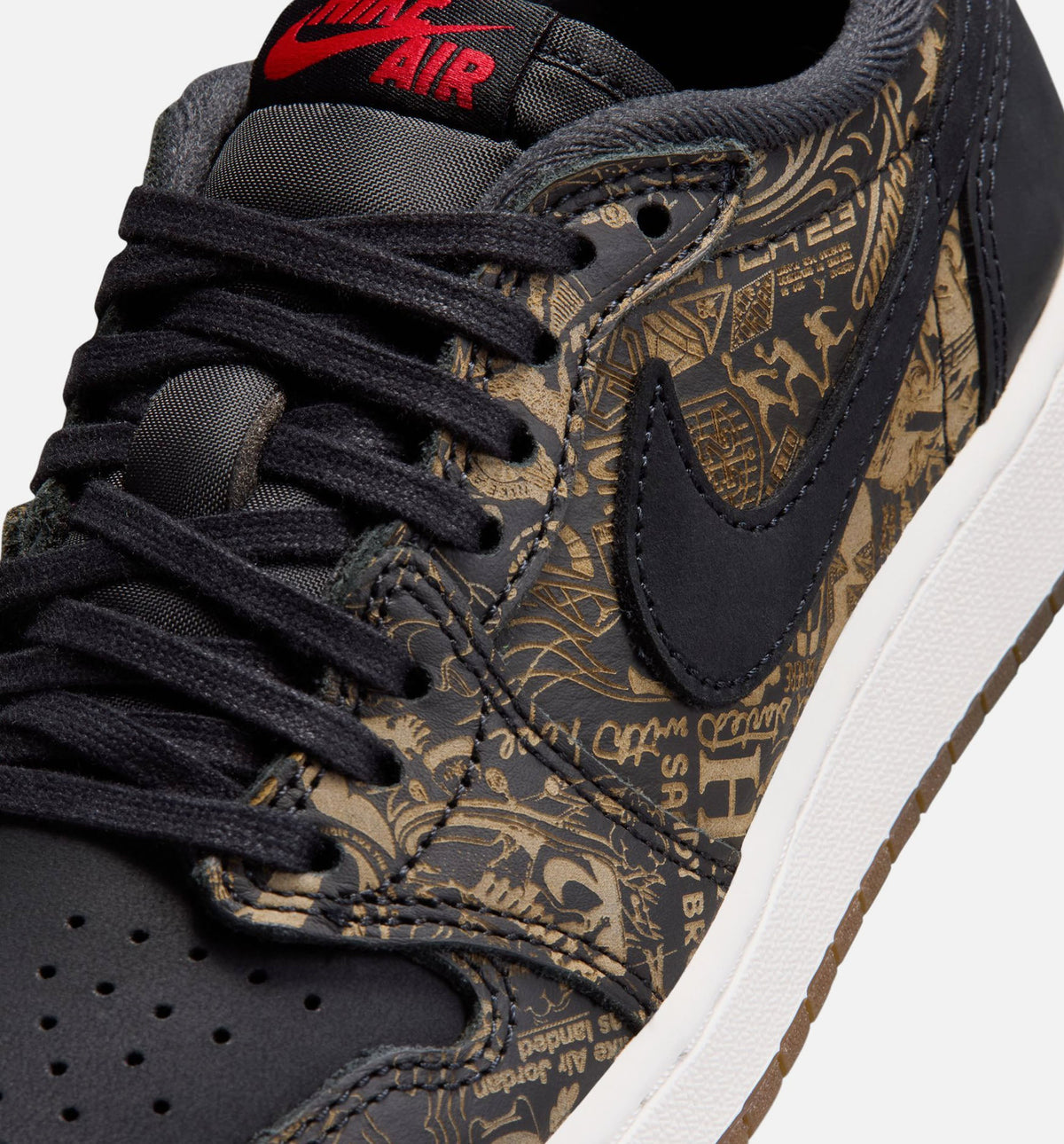 Air Jordan 1 Retro Low OG Laser Black and Varsity Red Grade School Lifestyle Shoe - Black/Varsity Red/Summit White