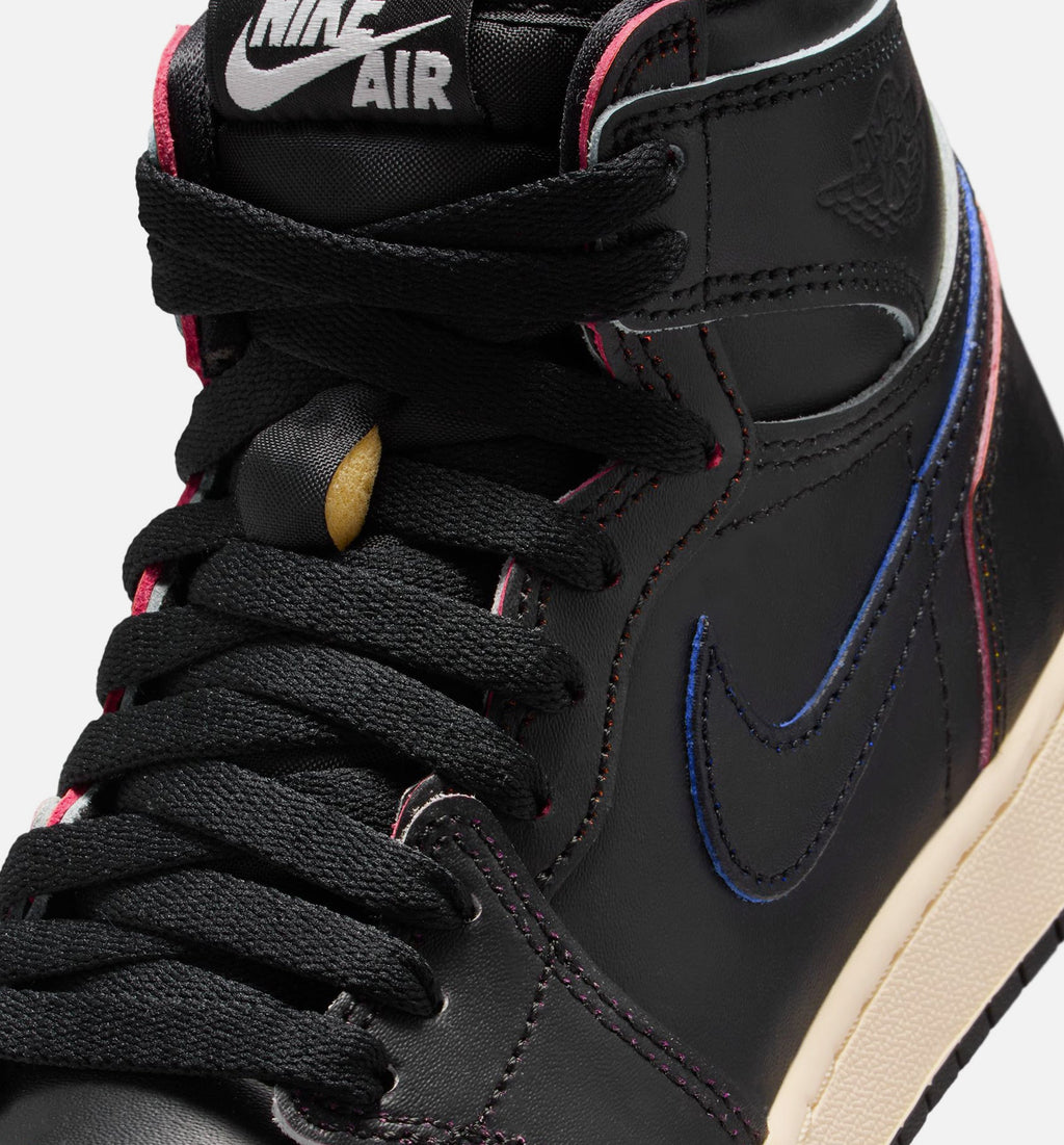 Air Jordan 1 Retro High OG Black and Muslin Grade School Lifestyle Shoe - Black/Muslin