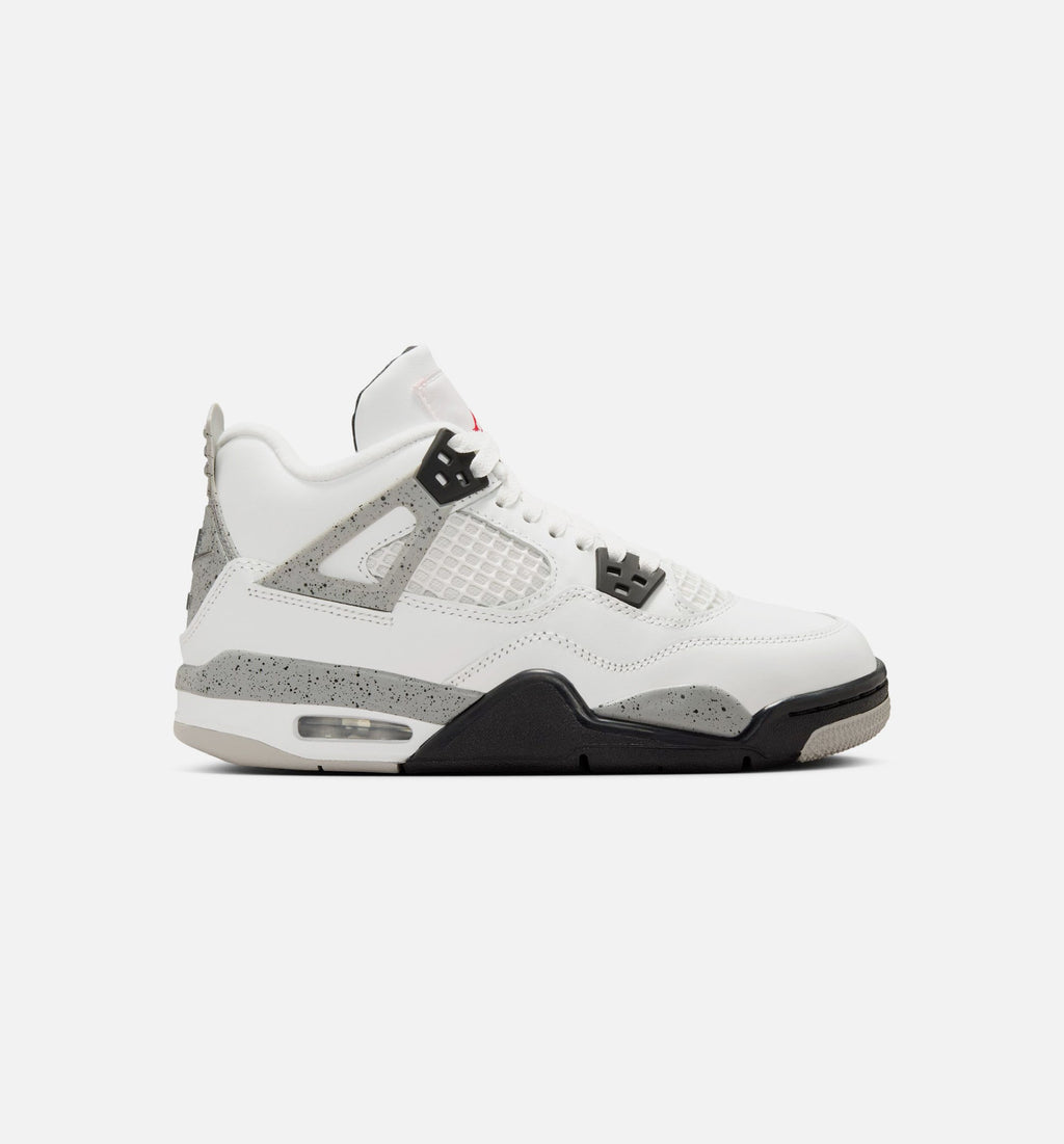 Air Jordan 4 Retro White Cement GS Lifestyle Shoe - Summit White/Fire Red/Cement Grey/Black