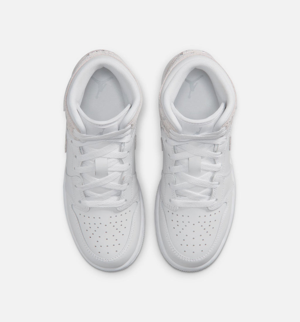 Air Jordan 1 Mid SE Grade School Lifestyle Shoe - White/Field Silver