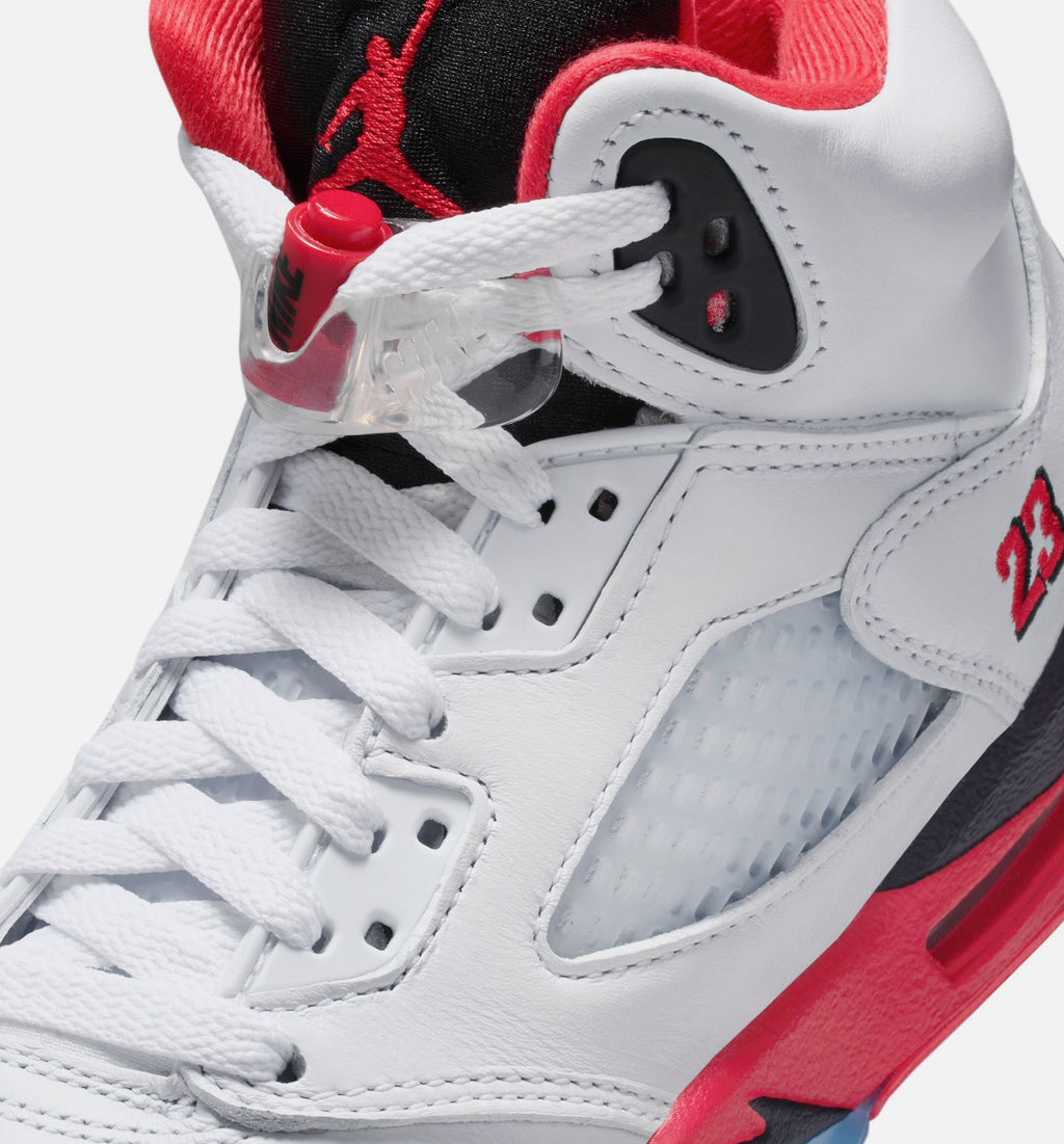 Air Jordan 5 Retro Fire Red GS Lifestyle Shoe - White/Fire Red/Black