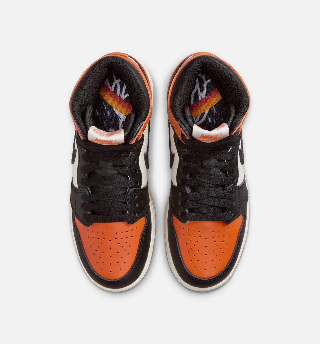 Air Jordan 1 Retro High OG Shattered Backboard Grade School Lifestyle Shoe - Black/Sail/Starfish