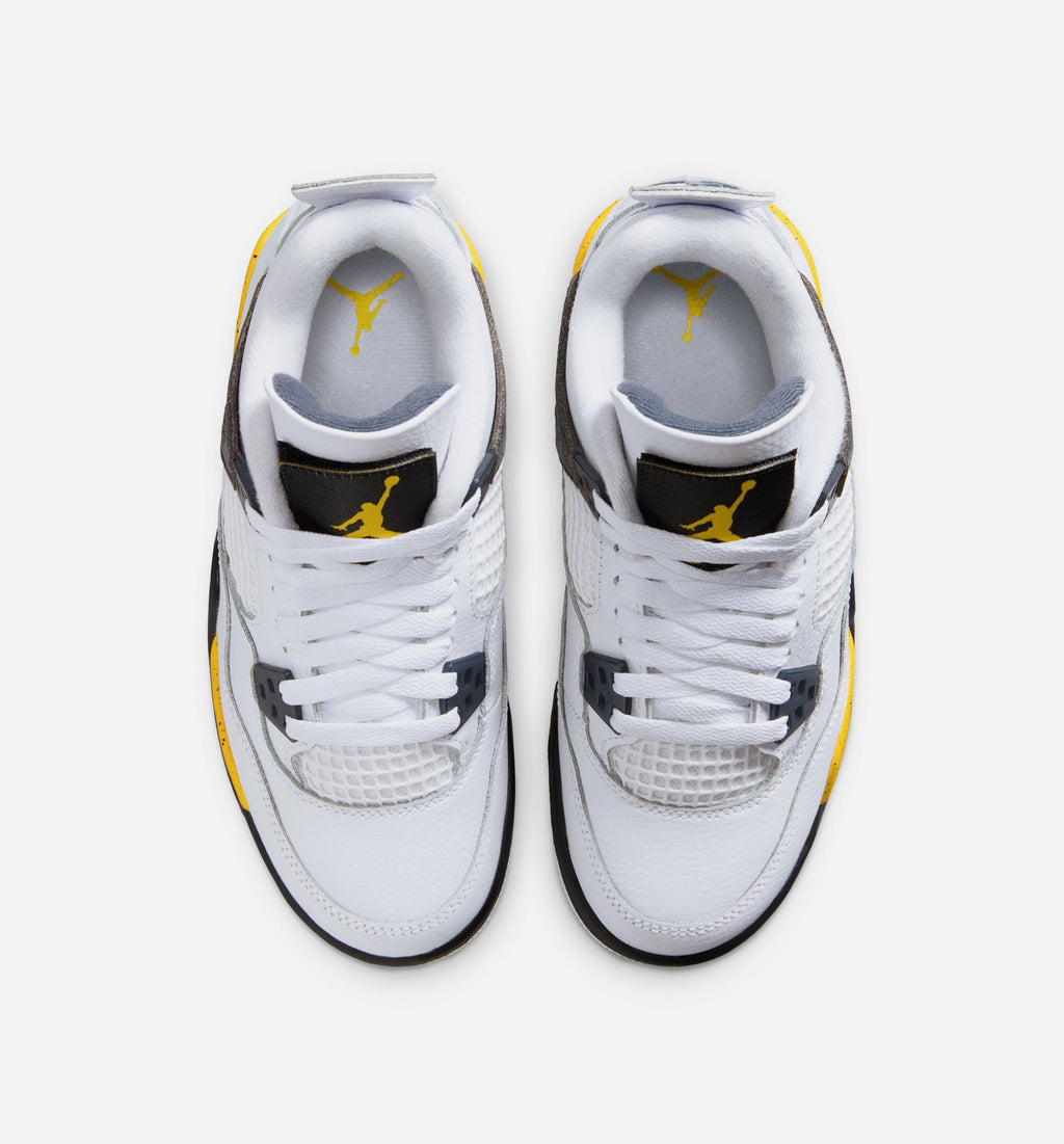 Air Jordan 4 Retro Rare Air Tour Yellow GS Lifestyle Shoe - White/Dark Blue Grey/Black/Tour Yellow