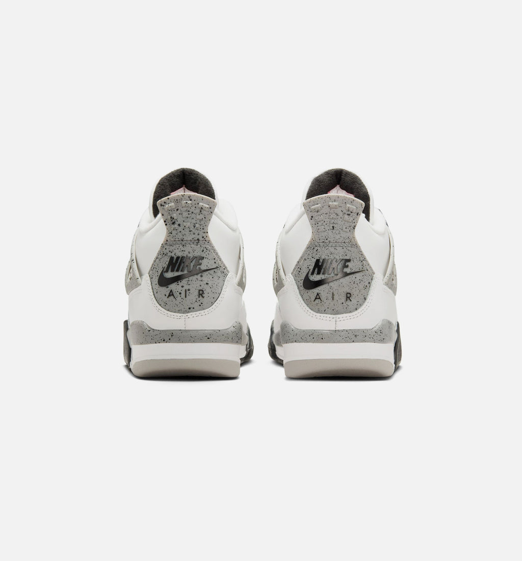 Air Jordan 4 Retro White Cement GS Lifestyle Shoe - Summit White/Fire Red/Cement Grey/Black