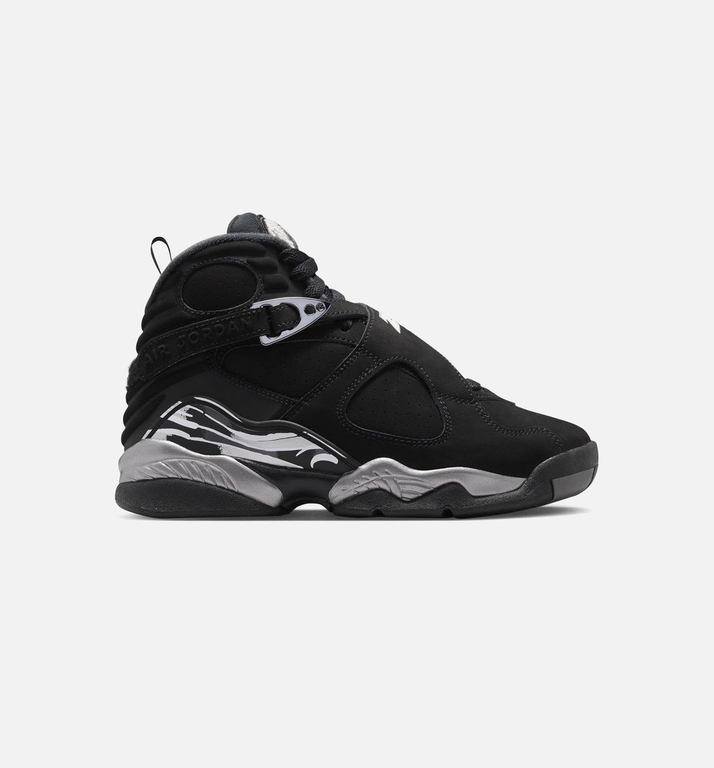 Air Jordan 8 Retro Chrome Black and Light Graphite GS Lifestyle Shoe - Black/White/Light Graphite