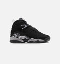 Air Jordan 8 Retro Chrome Black and Light Graphite GS Lifestyle Shoe - Black/White/Light Graphite