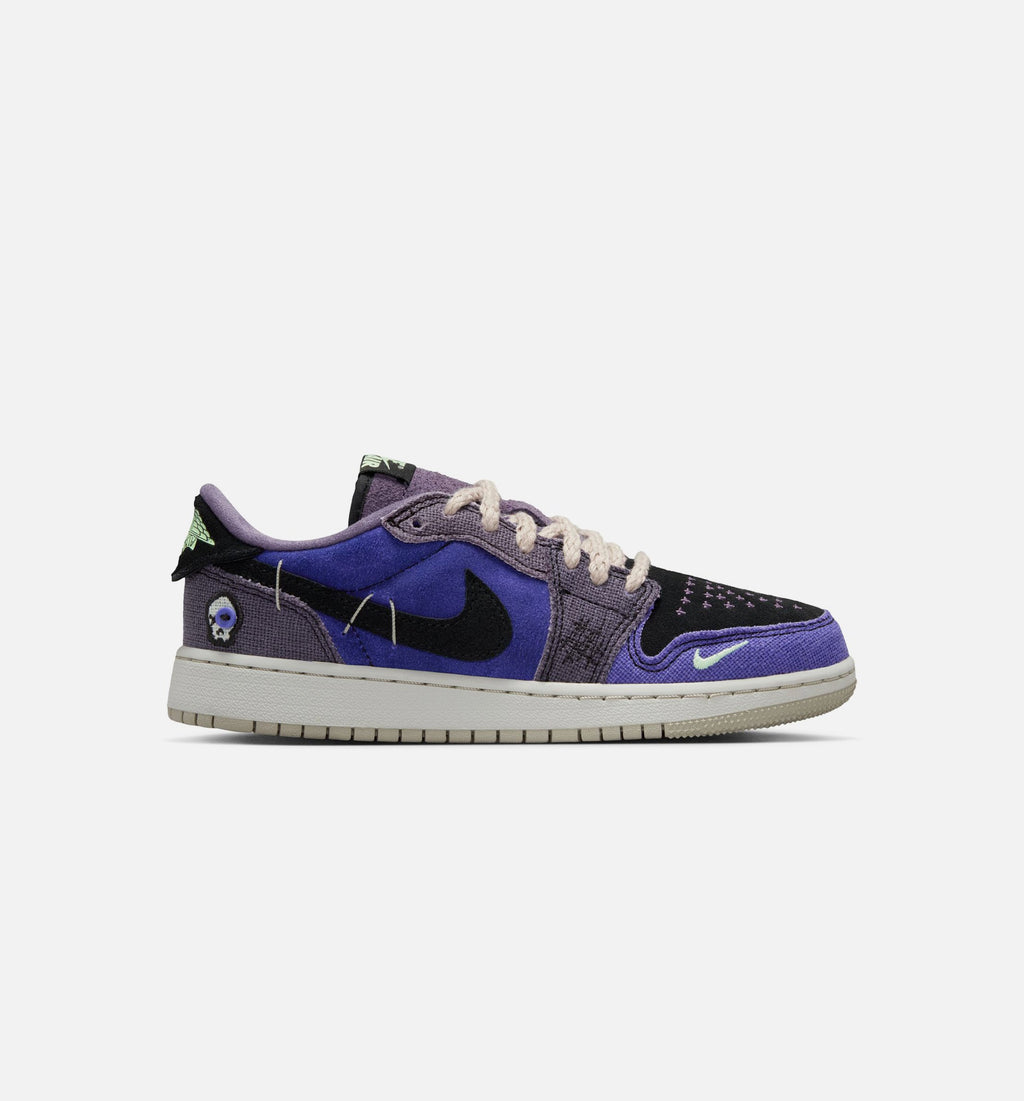 Air Jordan 1 Low OG Grade School Lifestyle Shoe - Regency Purple/Vapor Green/Black/Dark Raisin