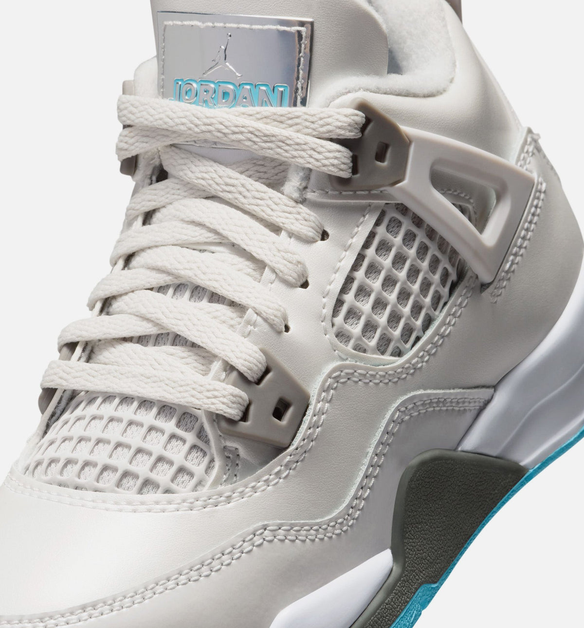 Air Jordan 4 Retro Blue Chill Preschool Lifestyle Shoe - Photon Dust/Blue Chill/Flat Pewter/Blue Tint