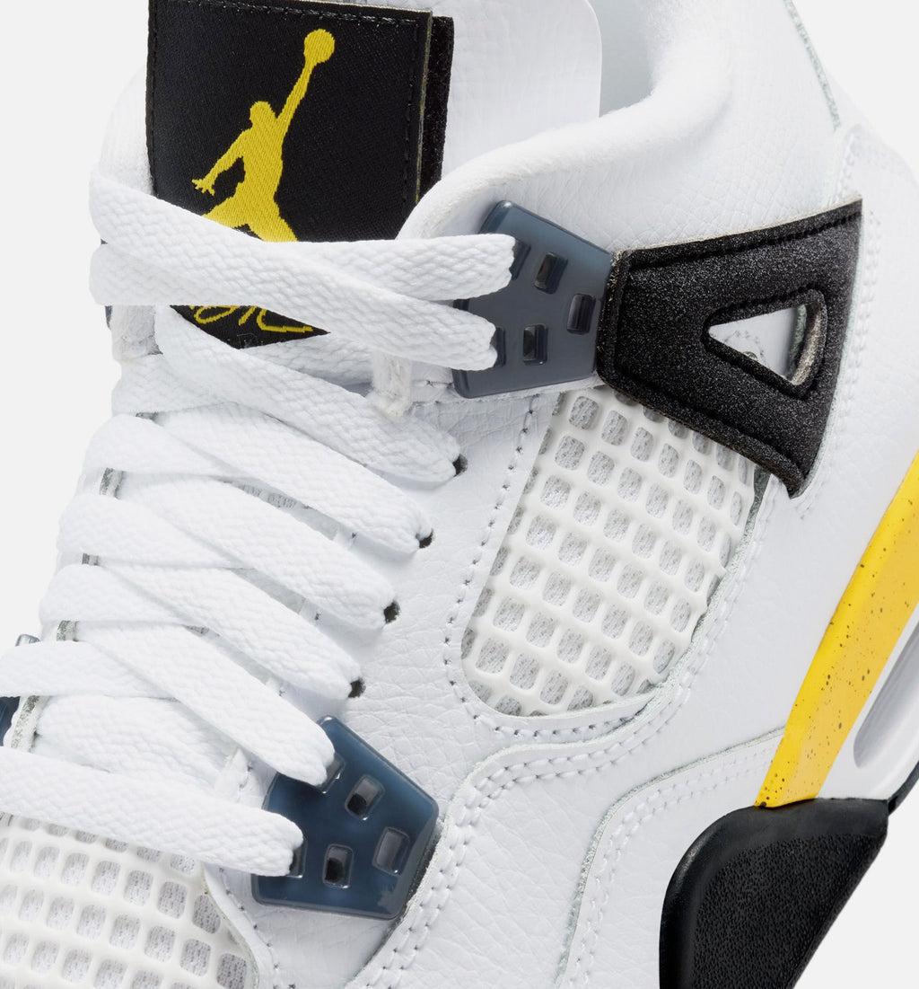 Air Jordan 4 Retro Rare Air Tour Yellow GS Lifestyle Shoe - White/Dark Blue Grey/Black/Tour Yellow