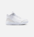 Air Jordan 3 Retro White and Silver Preschool Lifestyle Shoe - White/Metallic Silver