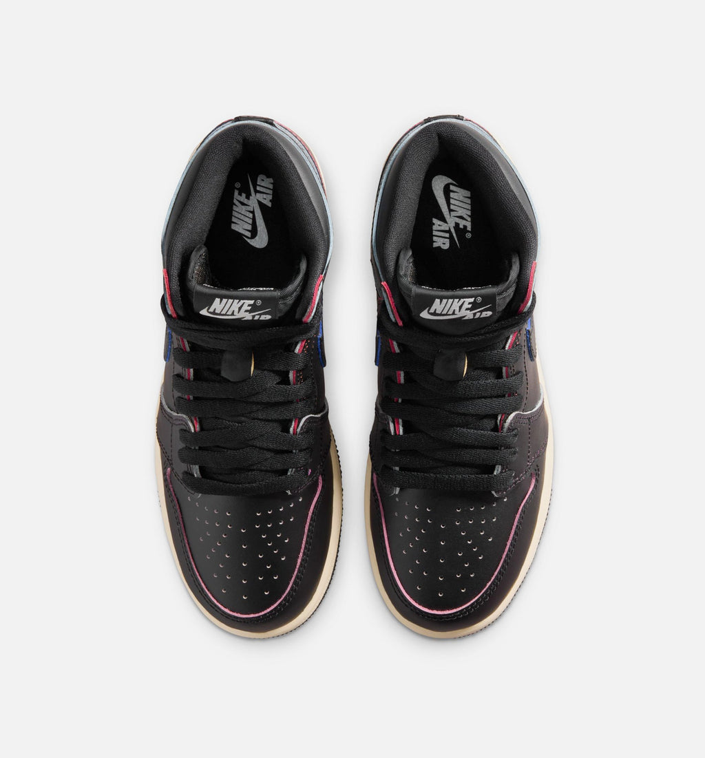 Air Jordan 1 Retro High OG Black and Muslin Grade School Lifestyle Shoe - Black/Muslin