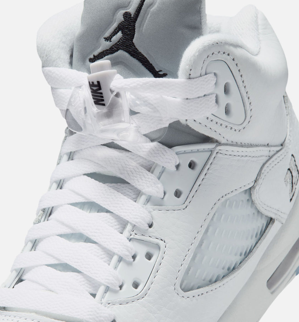 Air Jordan 5 Retro OG White Metallic GS Lifestyle Shoe - White/Black/Metallic Silver