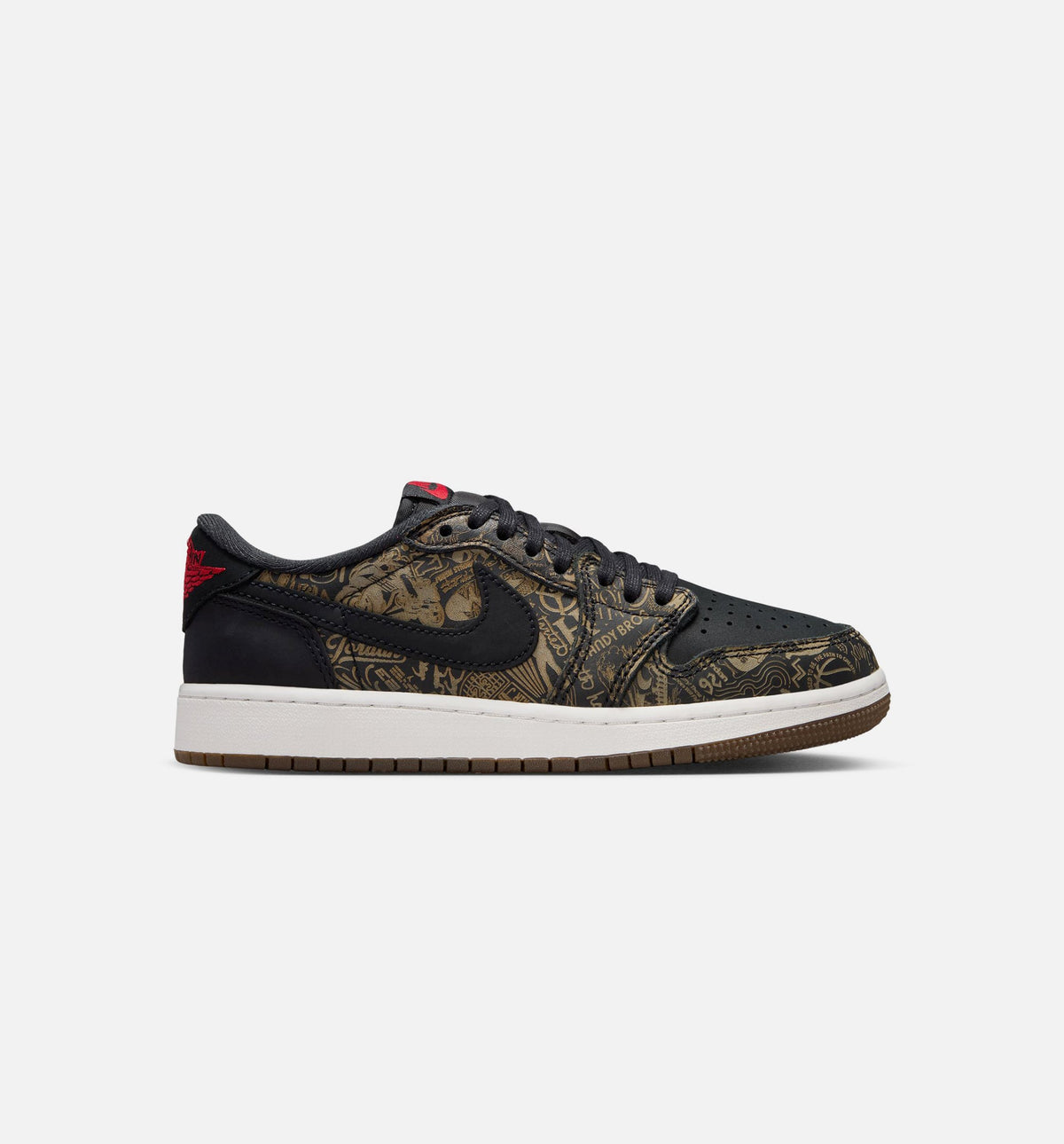 Air Jordan 1 Retro Low OG Laser Black and Varsity Red Grade School Lifestyle Shoe - Black/Varsity Red/Summit White