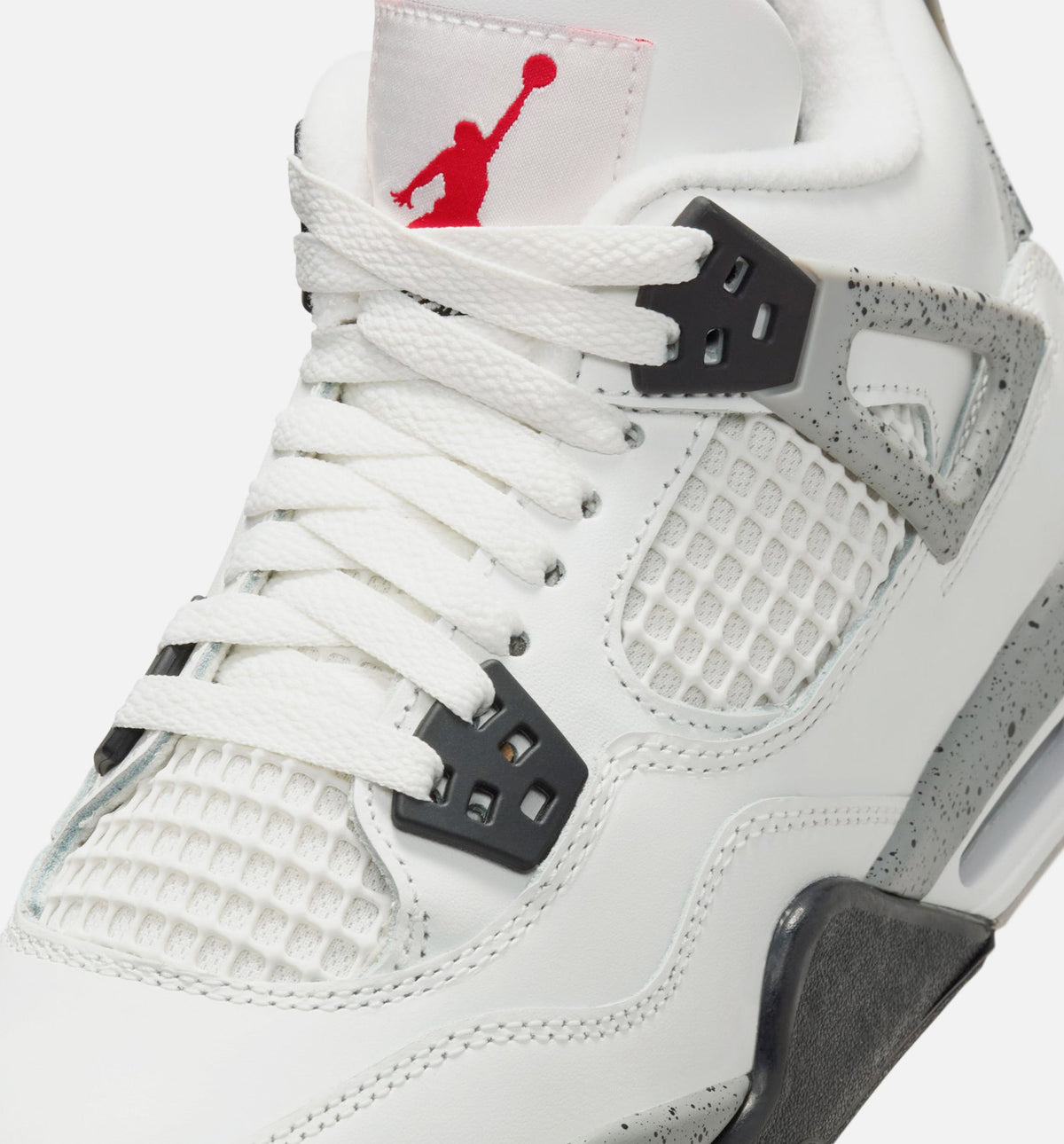 Air Jordan 4 Retro White Cement GS Lifestyle Shoe - Summit White/Fire Red/Cement Grey/Black