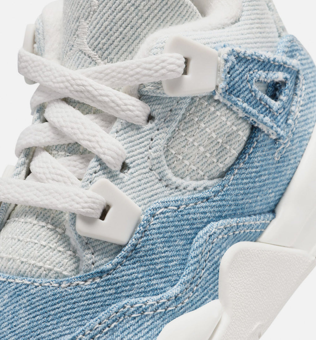 Air Jordan 4 Retro Worn Blue Infant/Toddler Lifestyle Shoe - Sail/Worn Blue/Metallic Gold