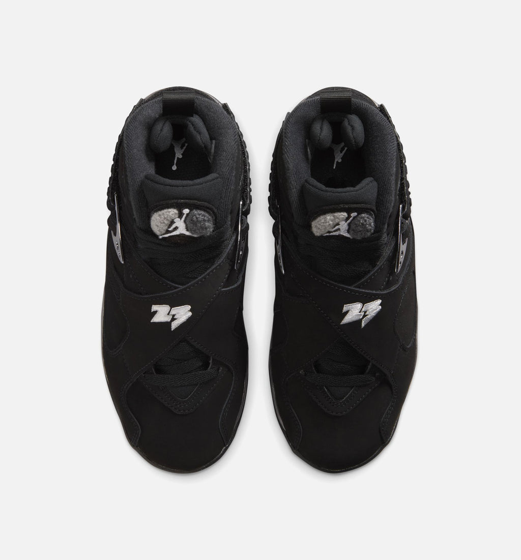 Air Jordan 8 Retro Chrome Black and Light Graphite GS Lifestyle Shoe - Black/White/Light Graphite