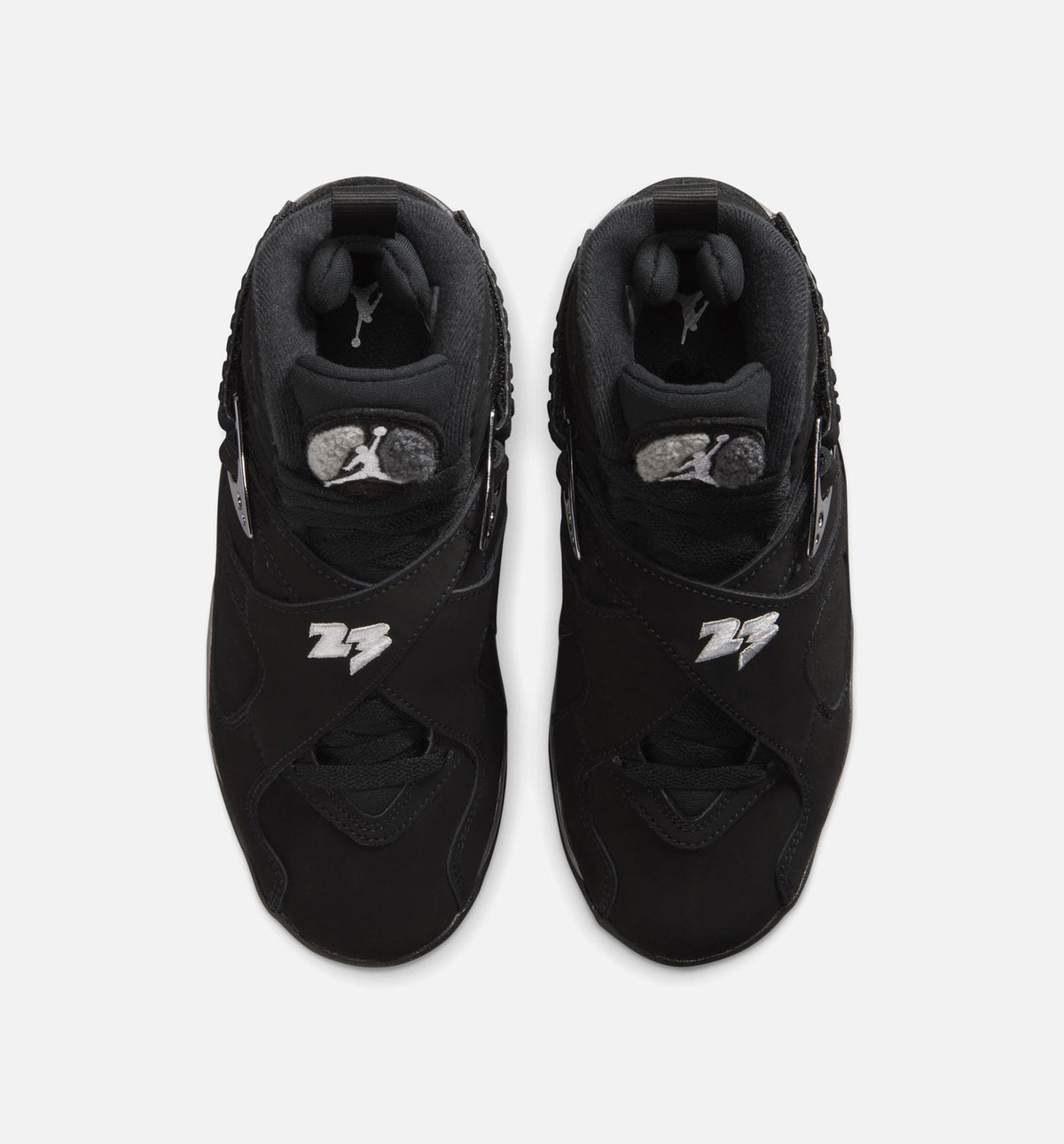 Air Jordan 8 Retro Chrome Black and Light Graphite GS Lifestyle Shoe - Black/White/Light Graphite